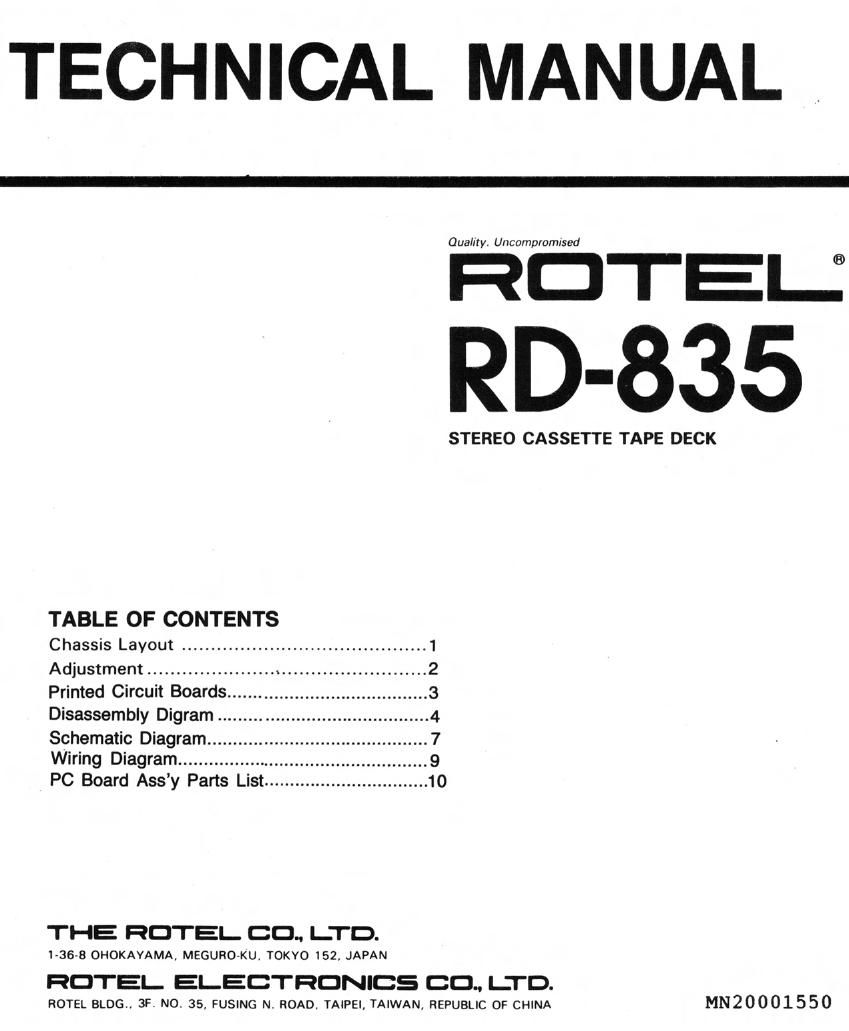 Rotel RD 835 Service Manual