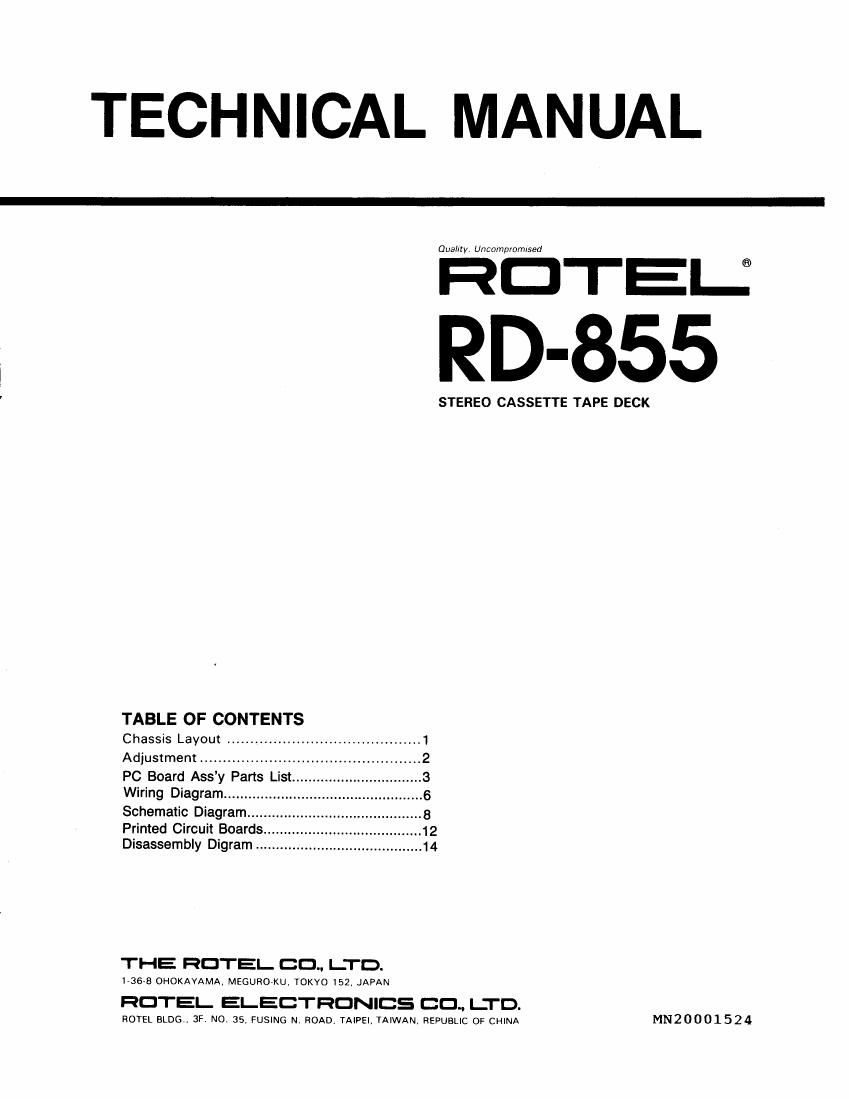 Rotel RD 855 Service Manual