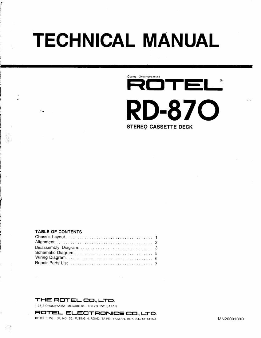 Rotel RD 870 Service Manual