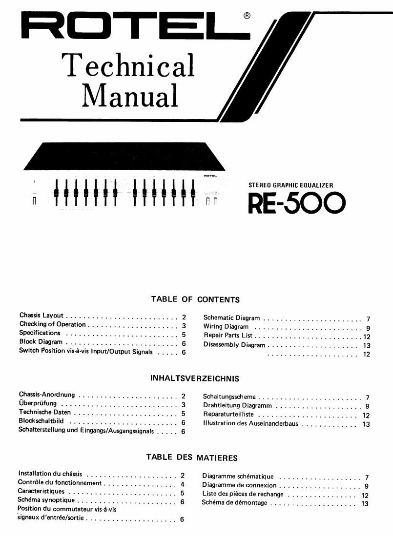 Rotel RE 500 Service Manual