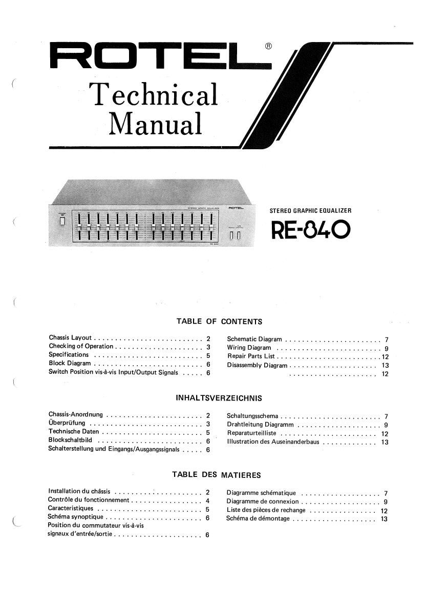 Rotel RE 840 Service Manual