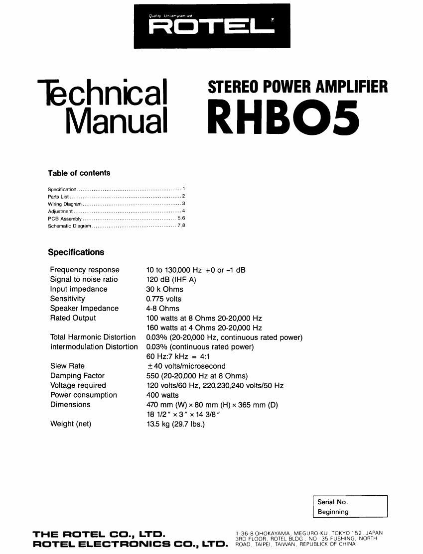 rotel rhb 05 service manual