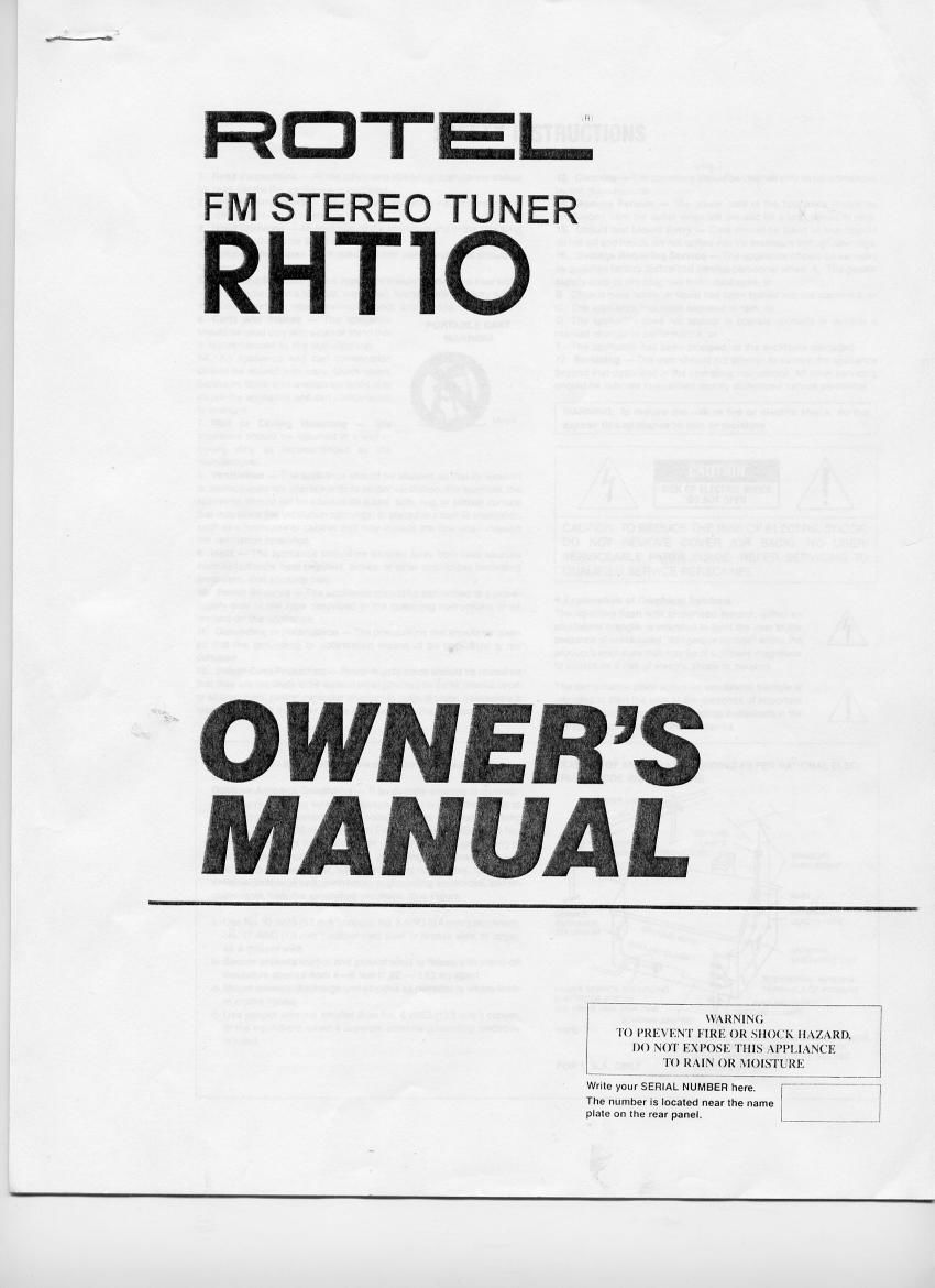 rotel rht 10 owners manual