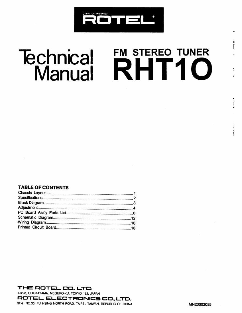 rotel rht 10 service manual