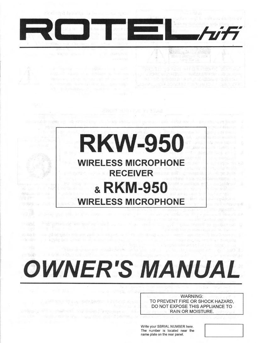 rotel rkw 950 owners manual