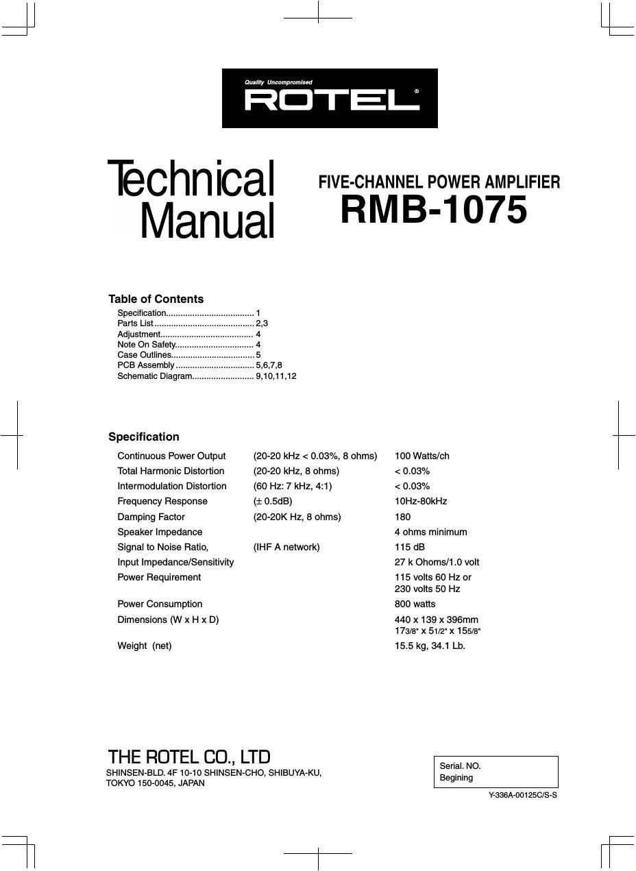 Rotel RMB 1075 Service Manual