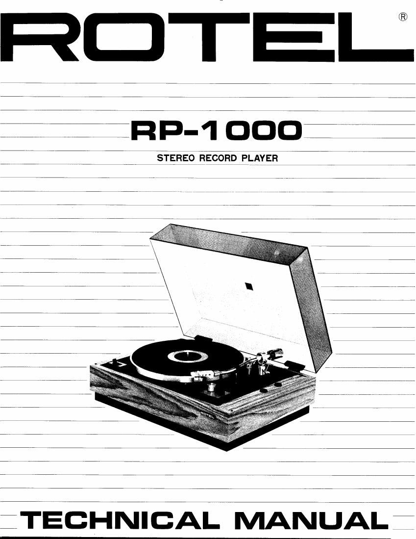 Rotel RP 1000 Service Manual