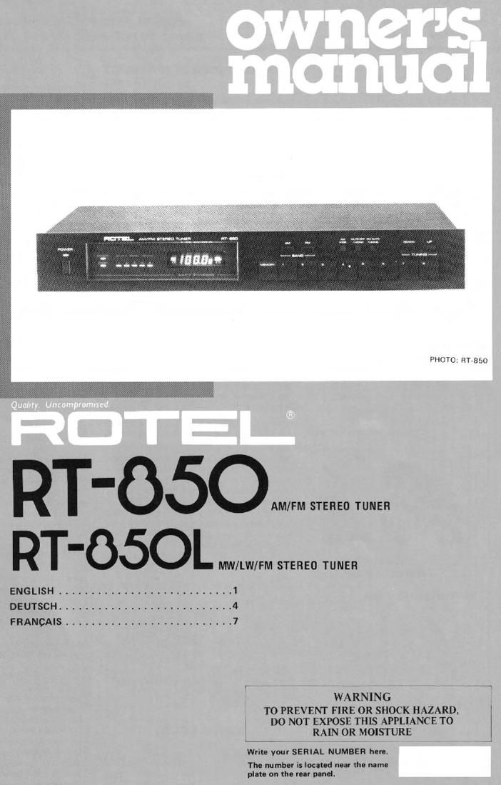 Rotel RT 850 850L OM