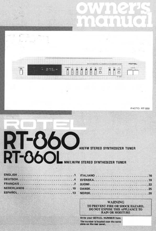 Rotel RT 860 860L OM