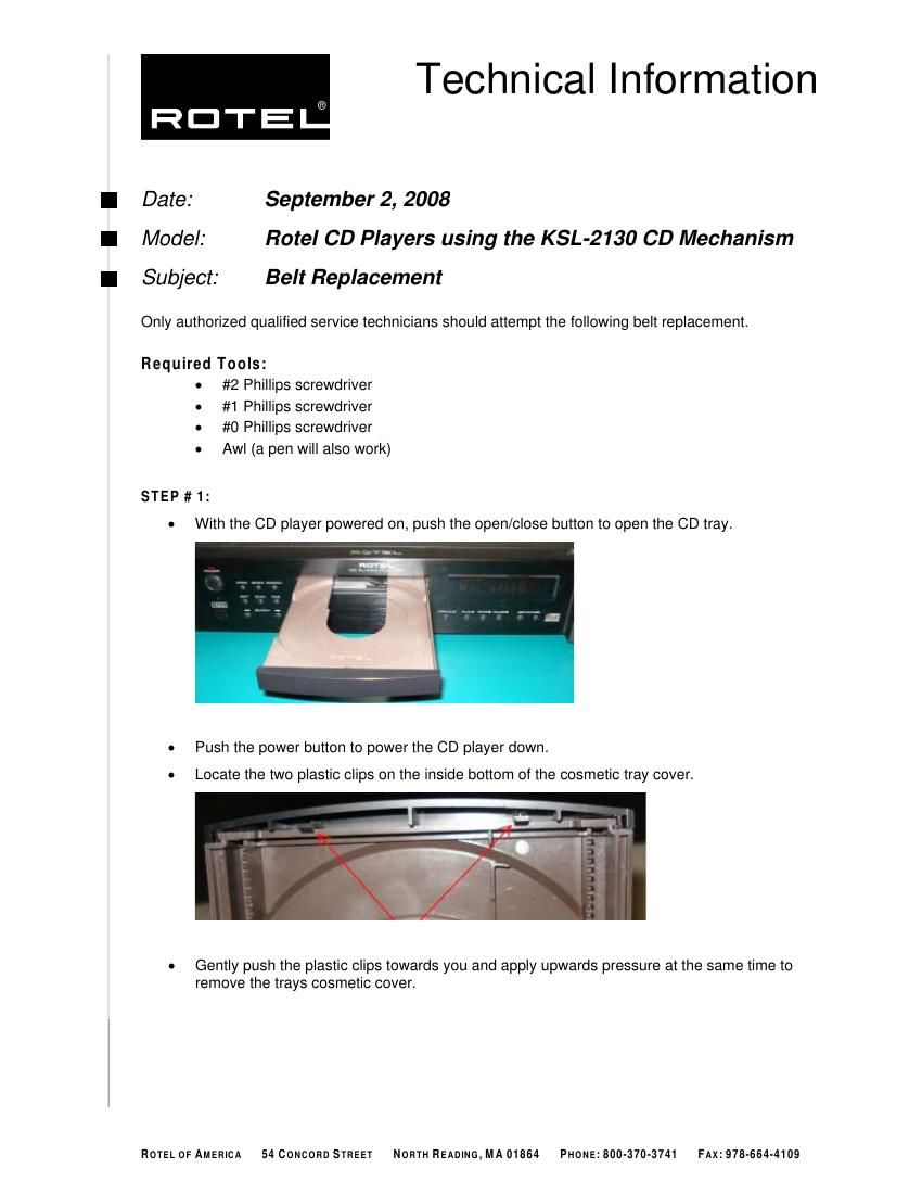 Rotel CD Player Belt Replacement