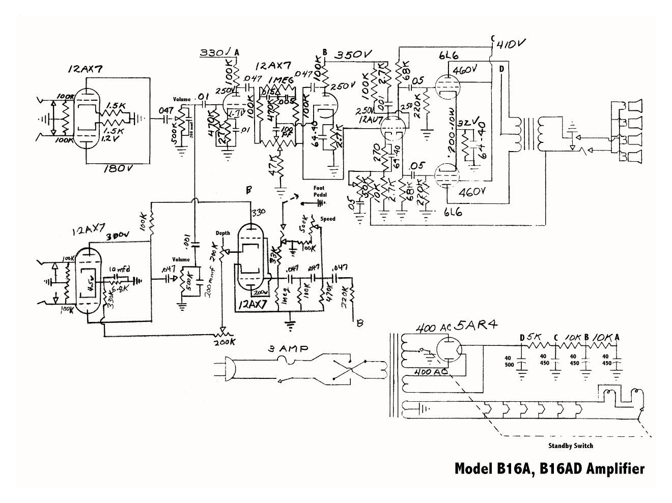 rickenbacker b 16a b16ad schematic diagram