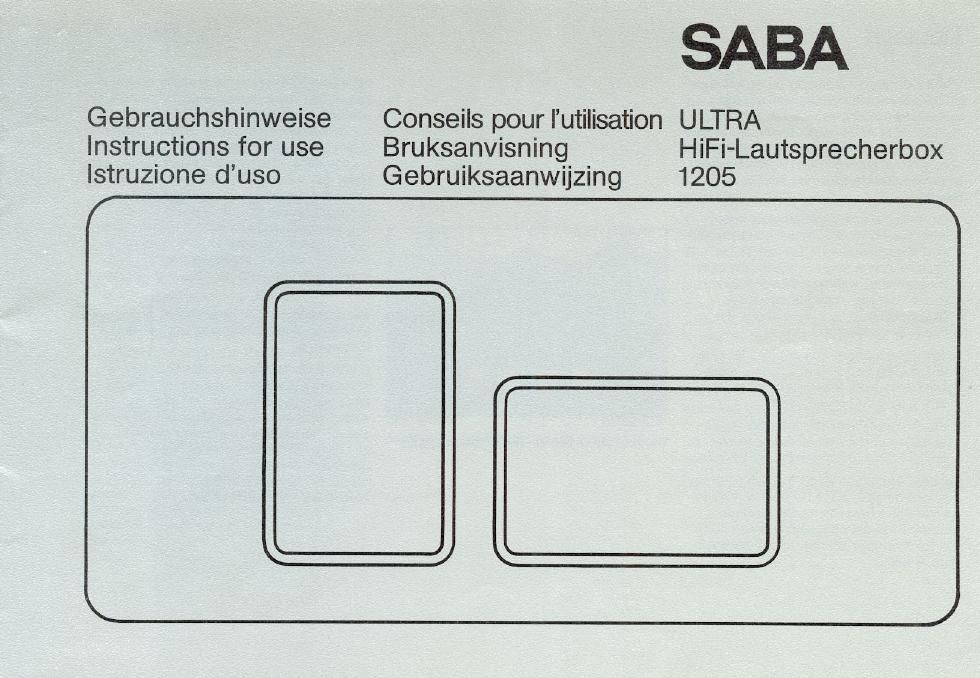 saba 1205 owners manual