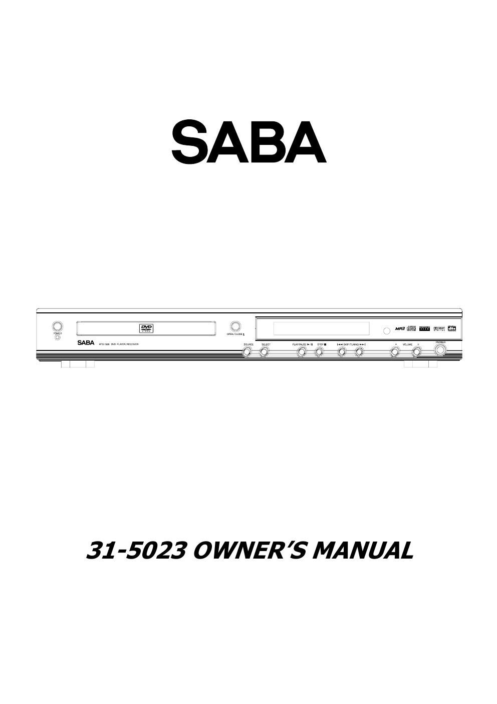 saba 31 5023 owners manual