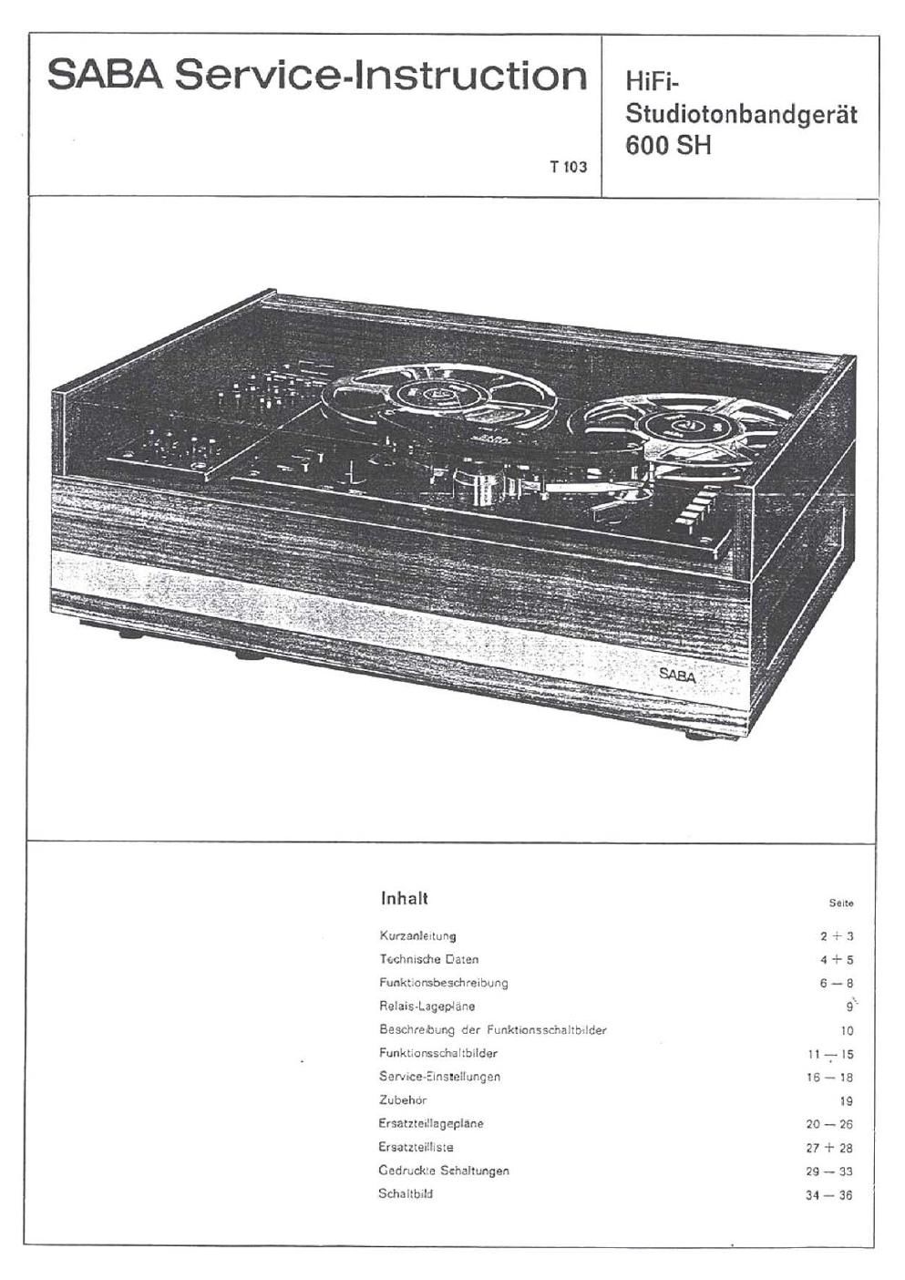 saba 600 sh service manual