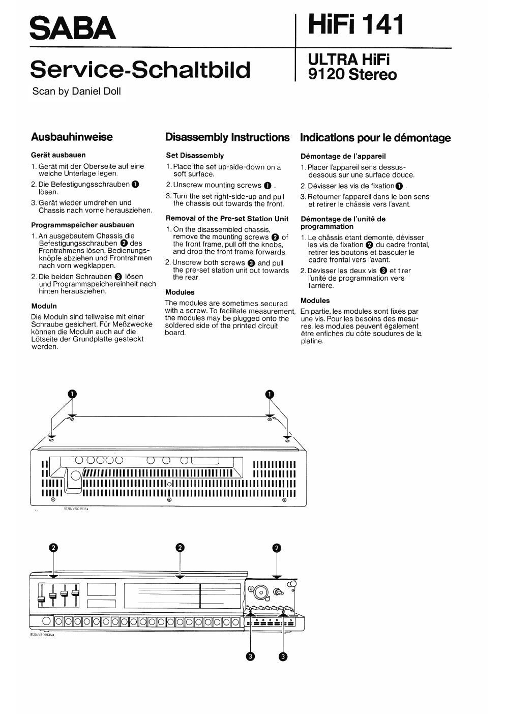 Service Manual-Anleitung für Saba Ultra HiFi 9120 