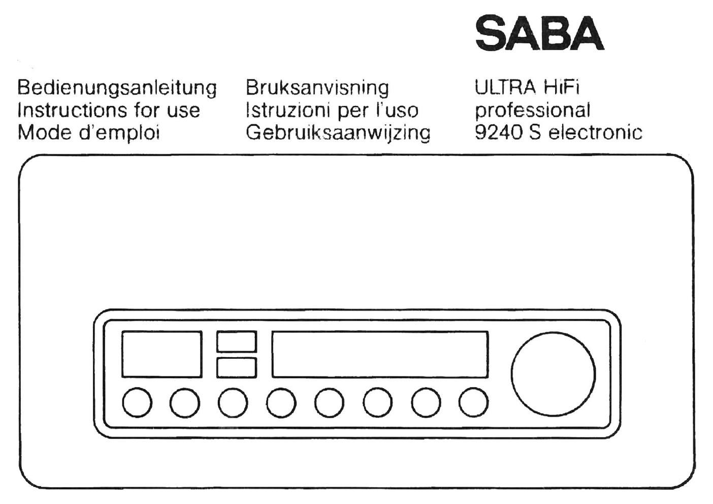 saba 9240s owners manual