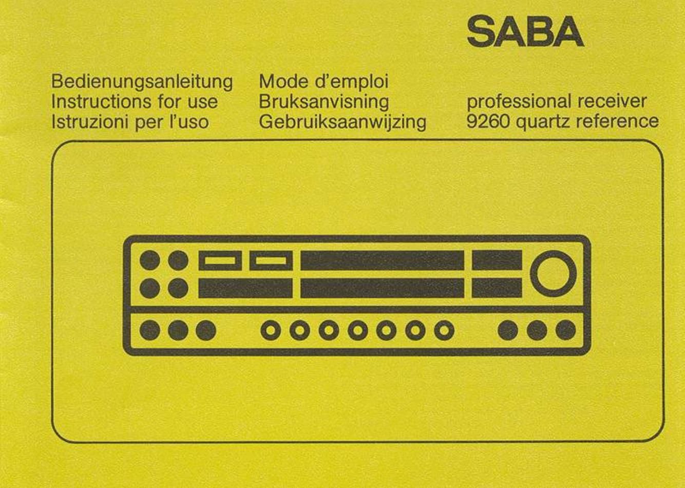 saba 9260 quartz owners manual 2