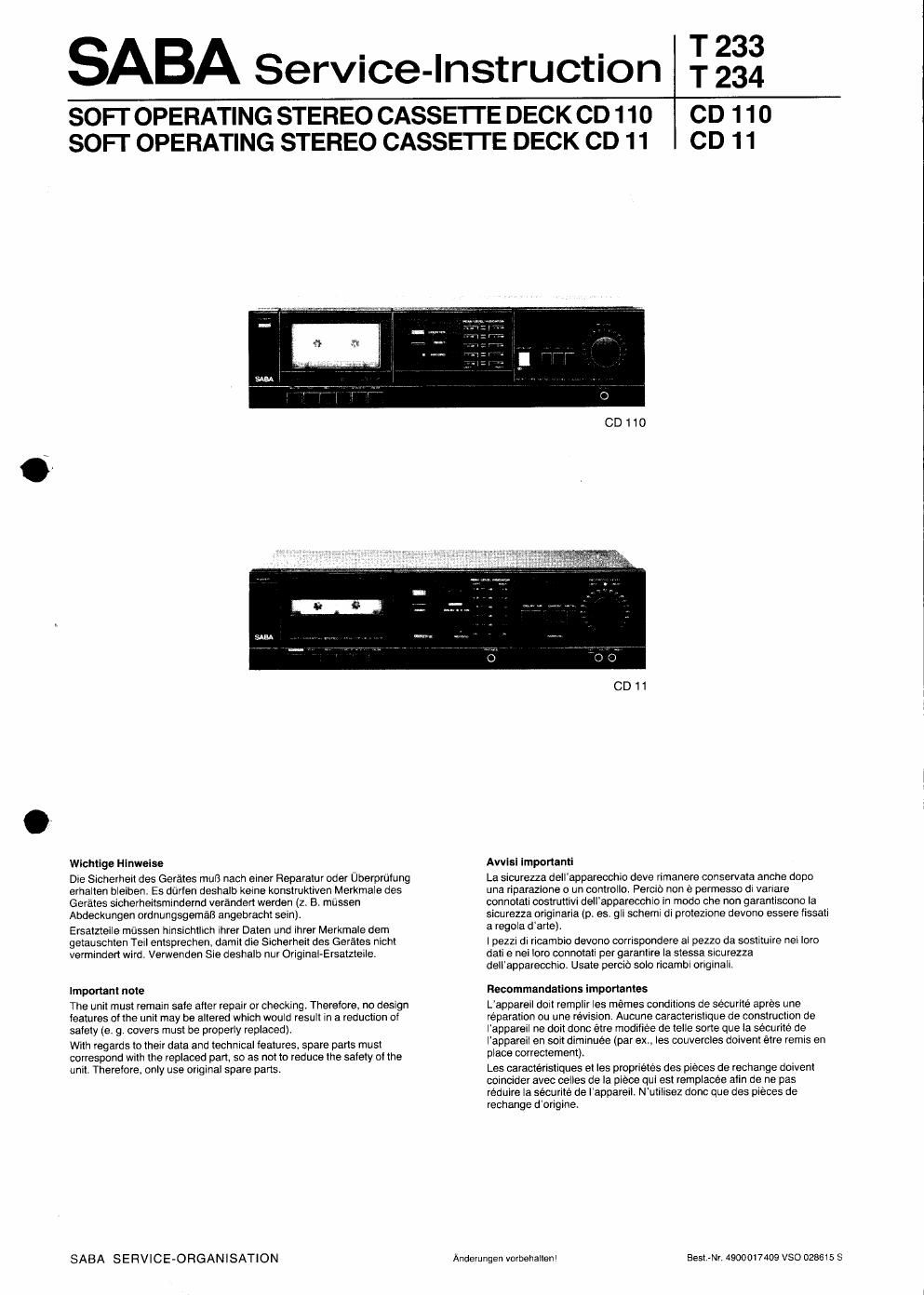 saba cd 11 cd 110 service manual