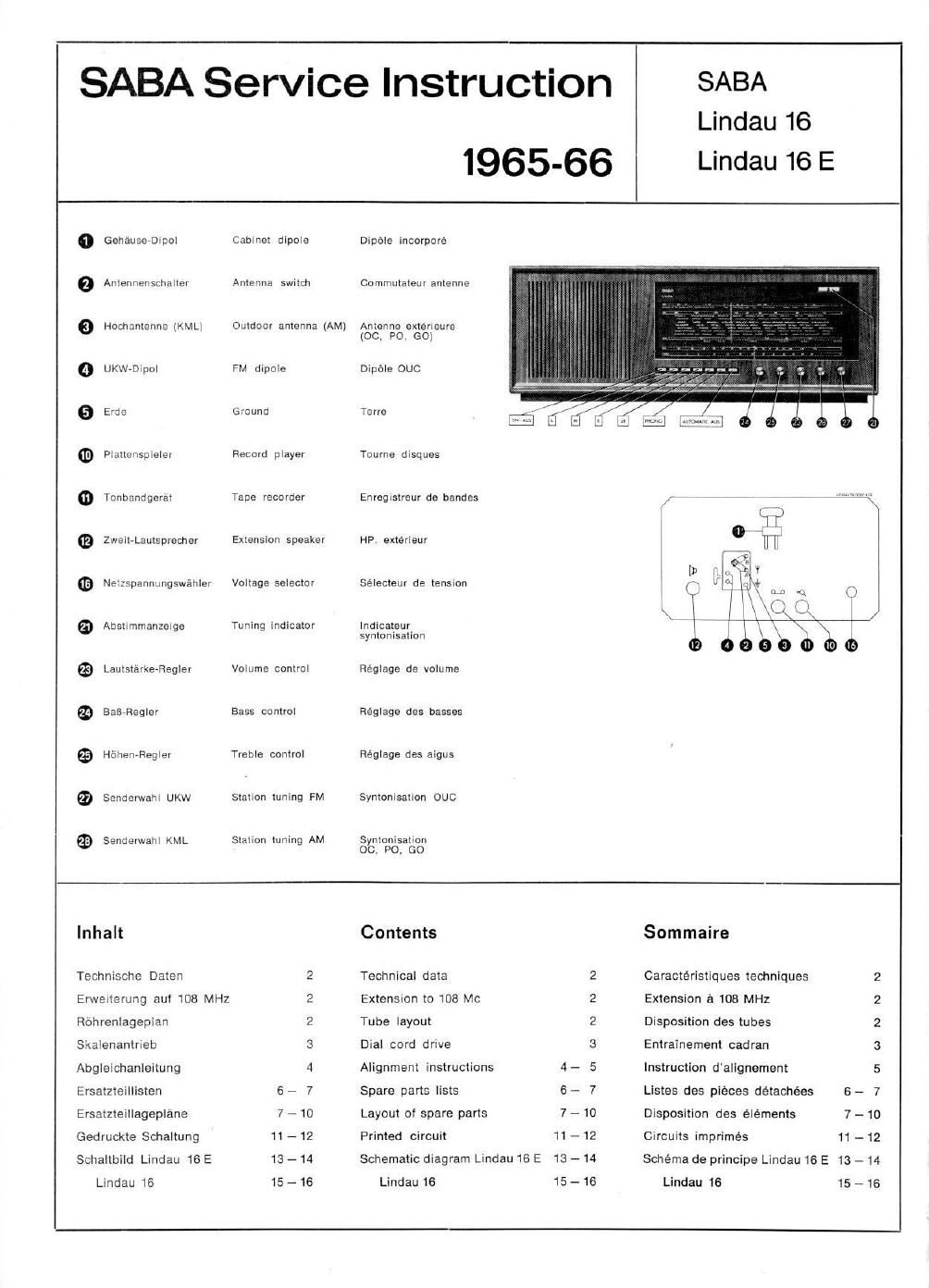 saba lindau 16 service manual