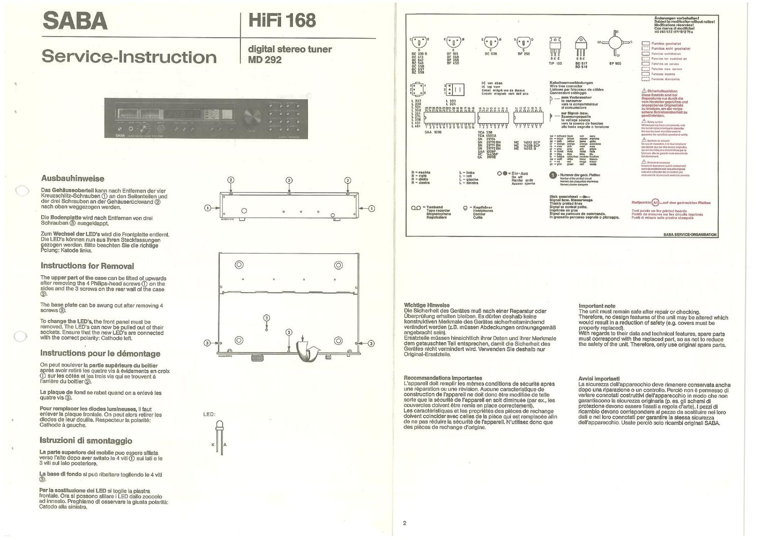 saba md 292 service manual