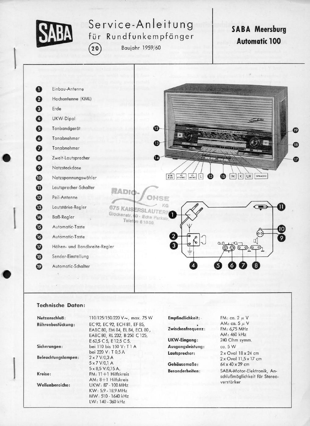 saba meersburg 100 service manual