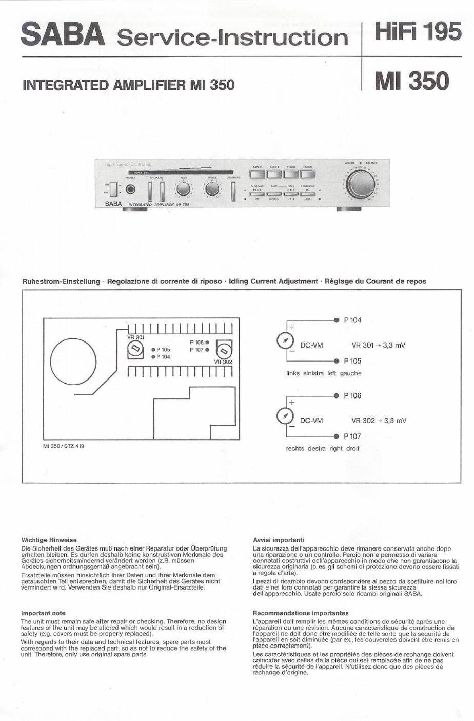 saba mi 350 service manual