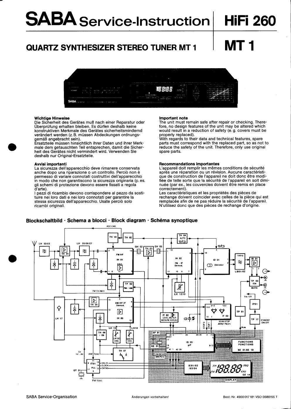 saba mt 1 service manual