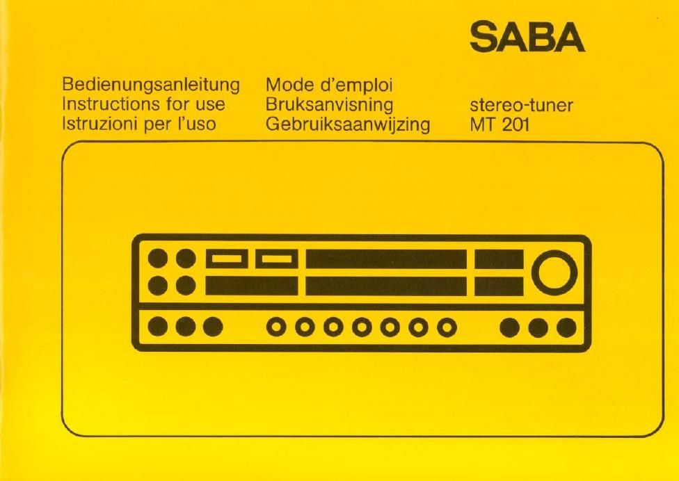 saba mt 201 owners manual