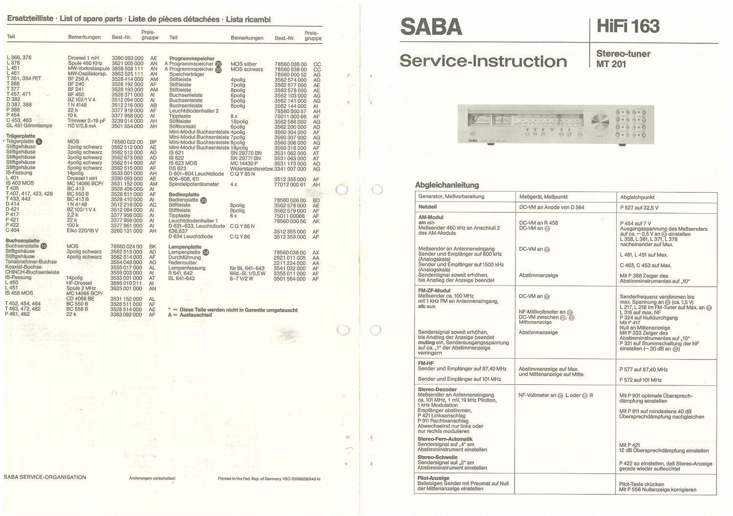 saba mt 201 service manual