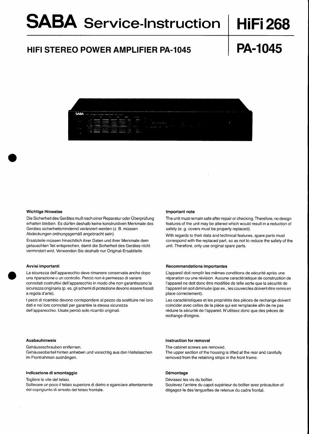 saba pa 1045 service manual