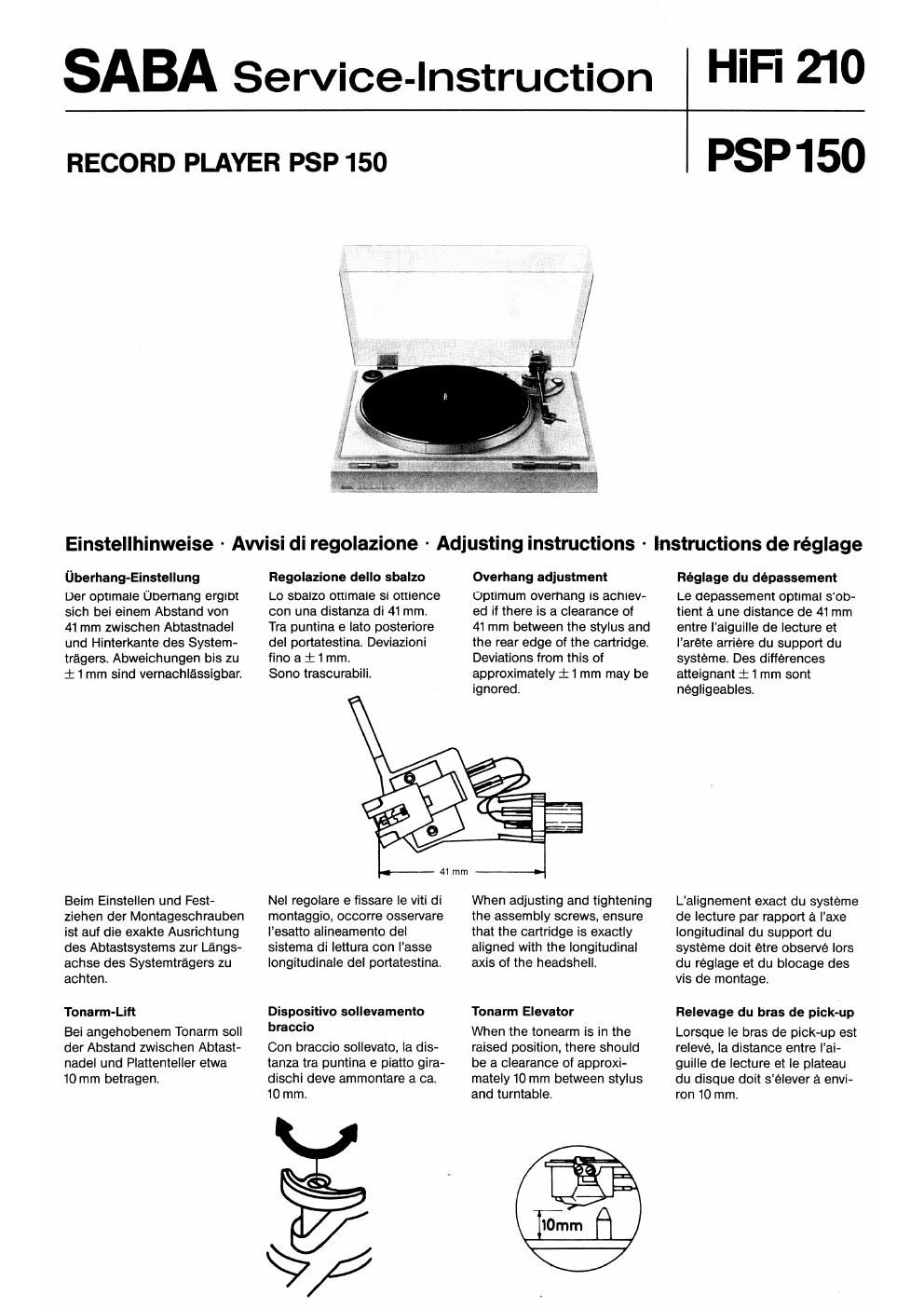 saba psp 150 service manual