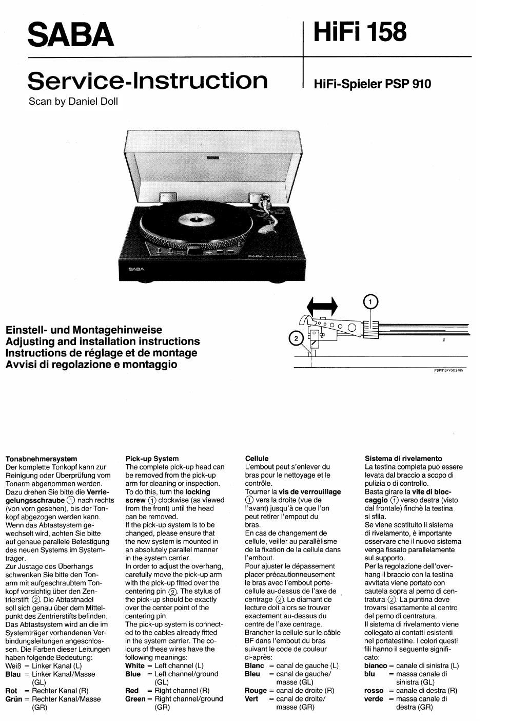 saba psp 910 service manual