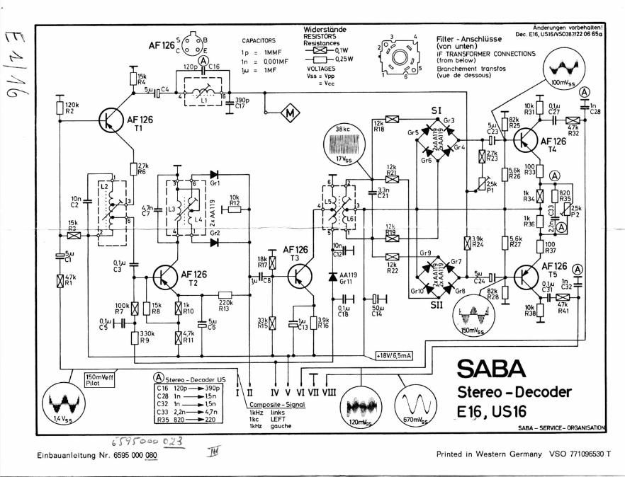 saba stereodecoder type e16 us16