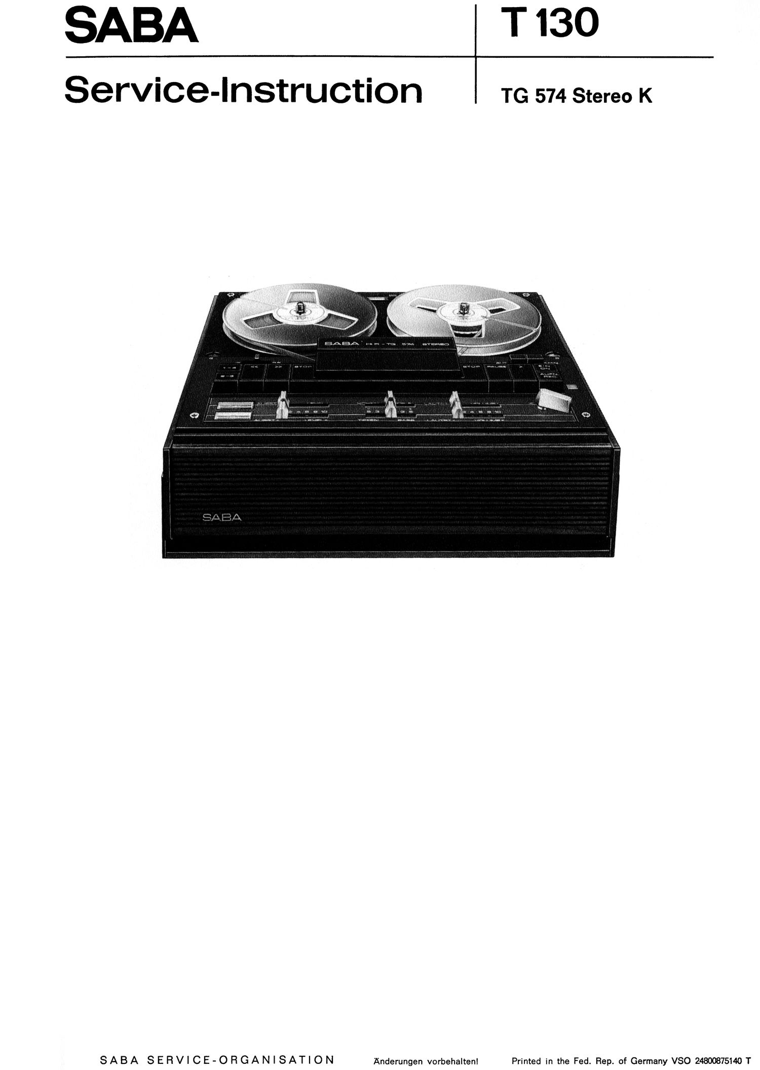 saba tg 574 stereo k service manual en de fr