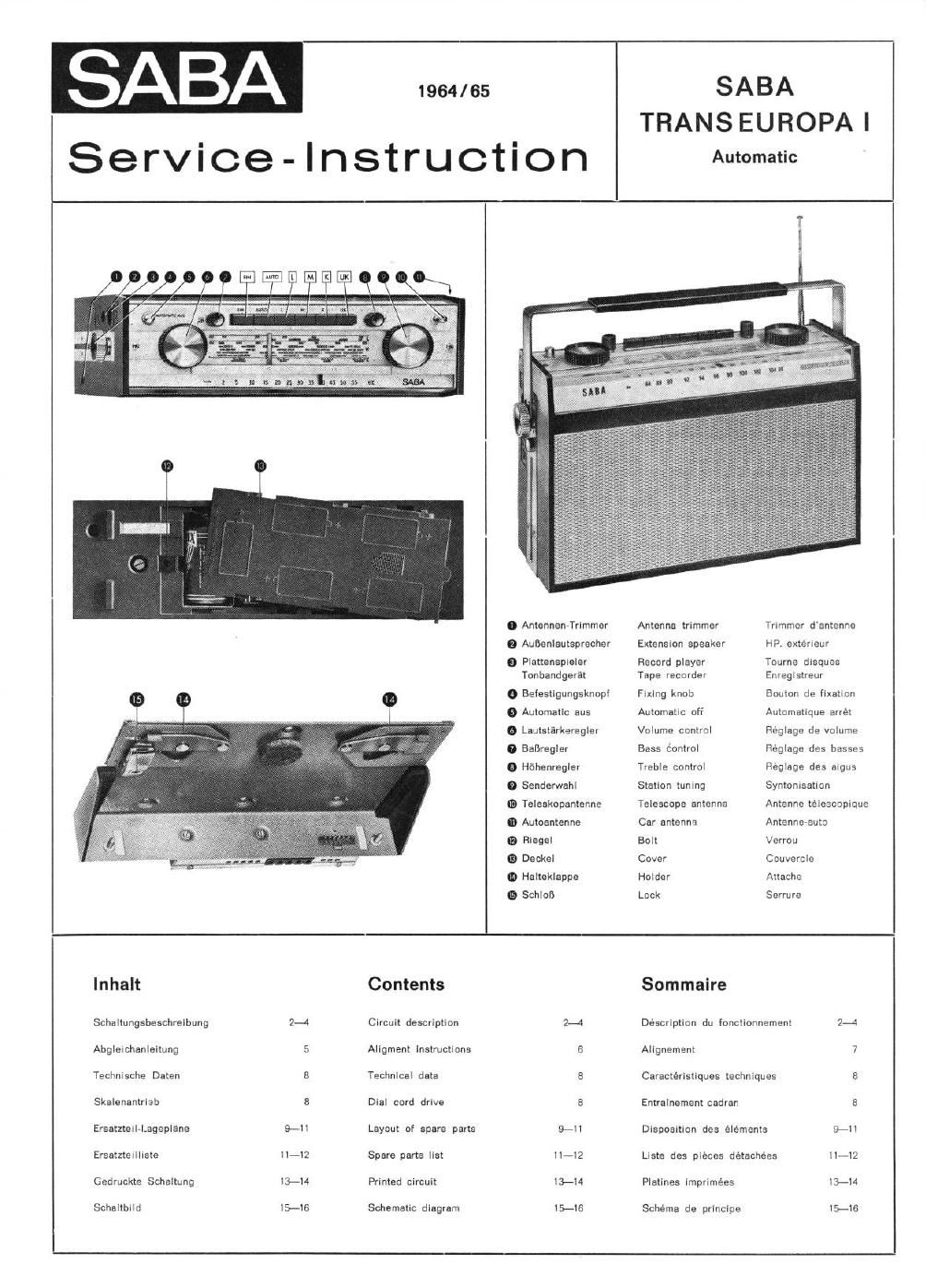 saba transeuropa 1 service manual