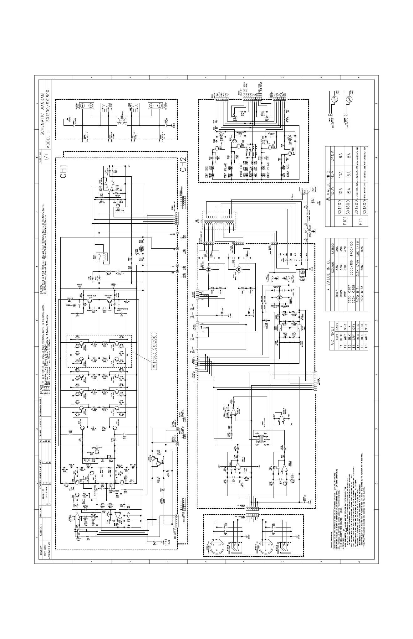 Samson SX1200 SX1800 pwr schematics