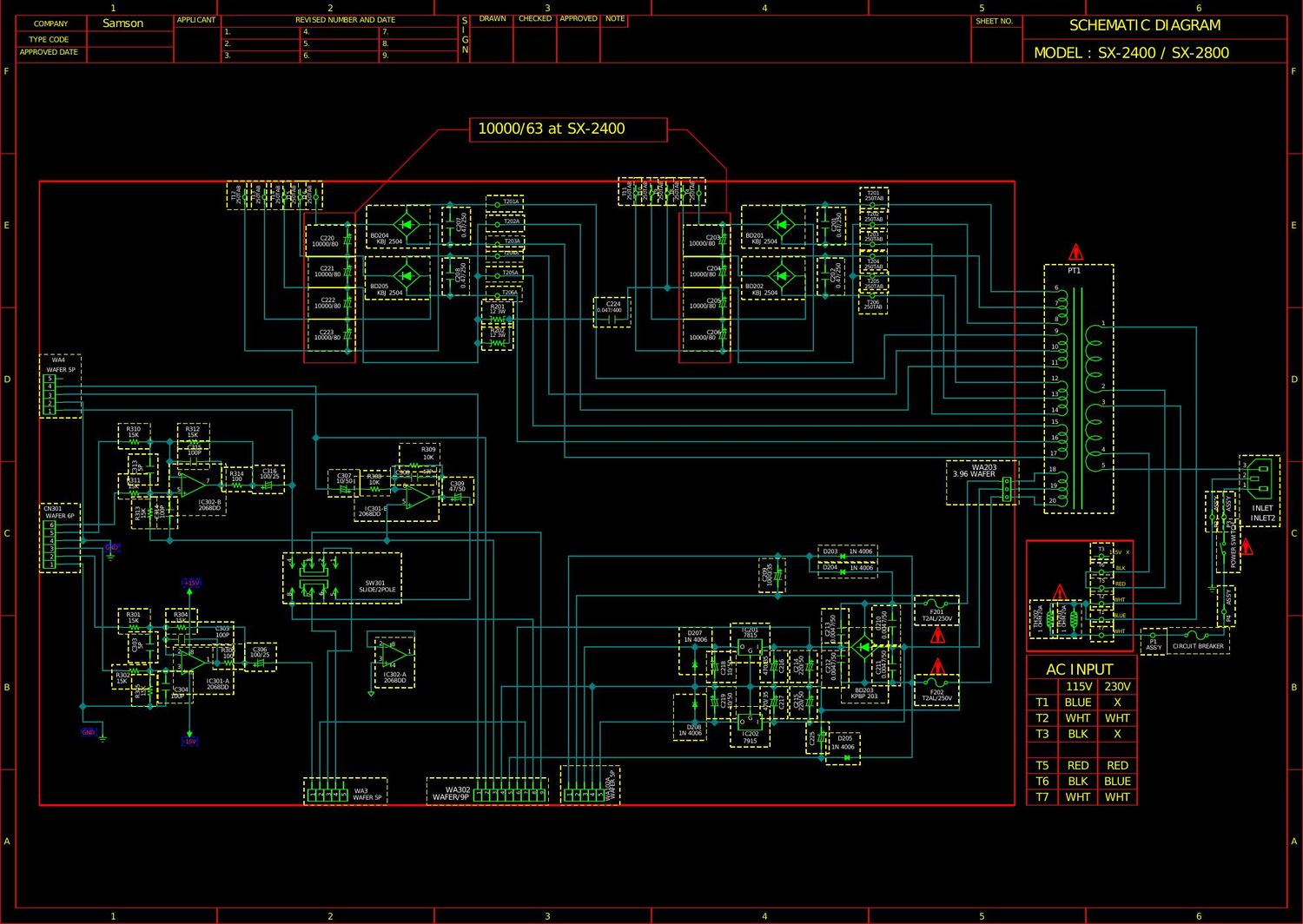 Samson SX2400 SX2800 Power Supply schematics