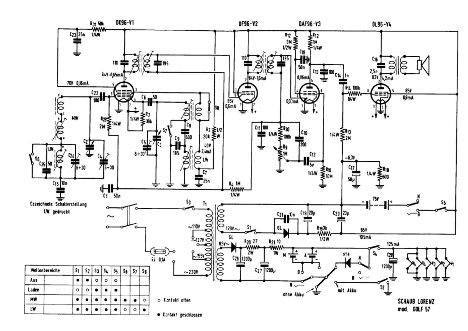 Schaub Lorenz Golf 57 Schematic