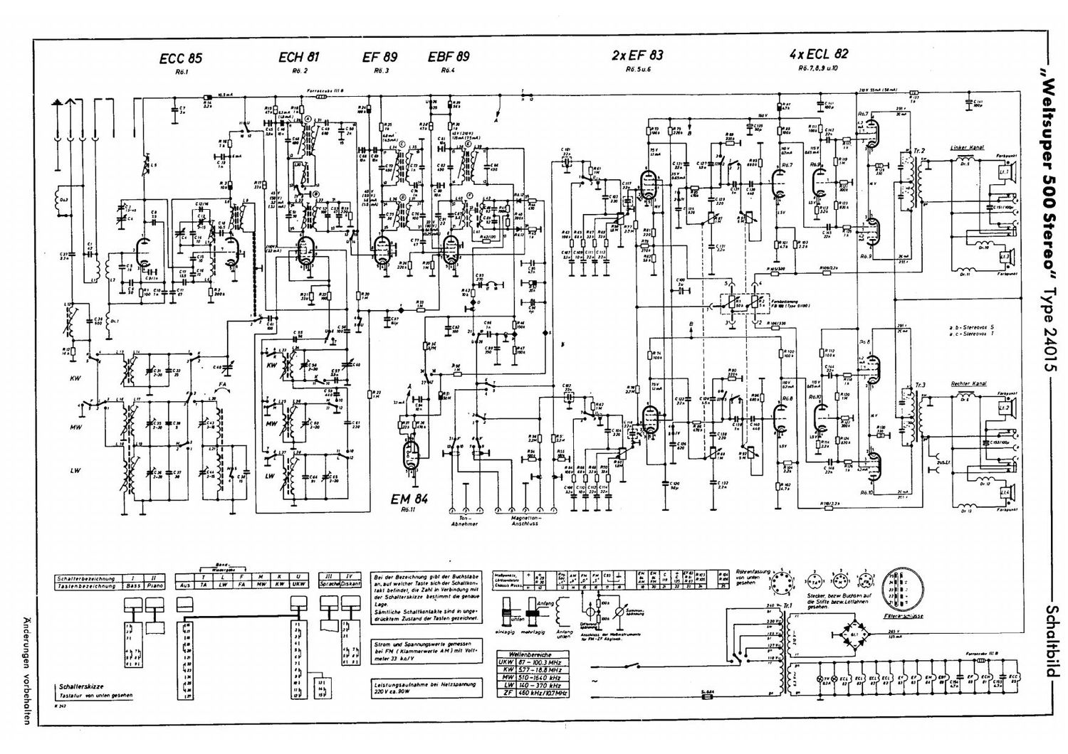 Schaub Lorenz Weltsuper 500 Type 24015 Schematic