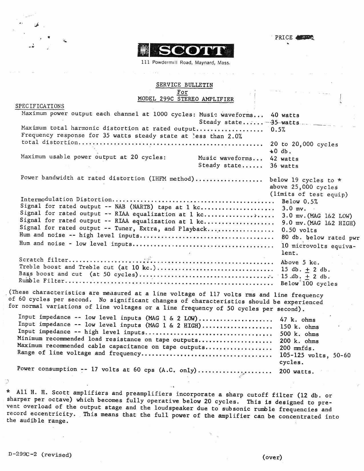 Scott 299C Service Bulletin