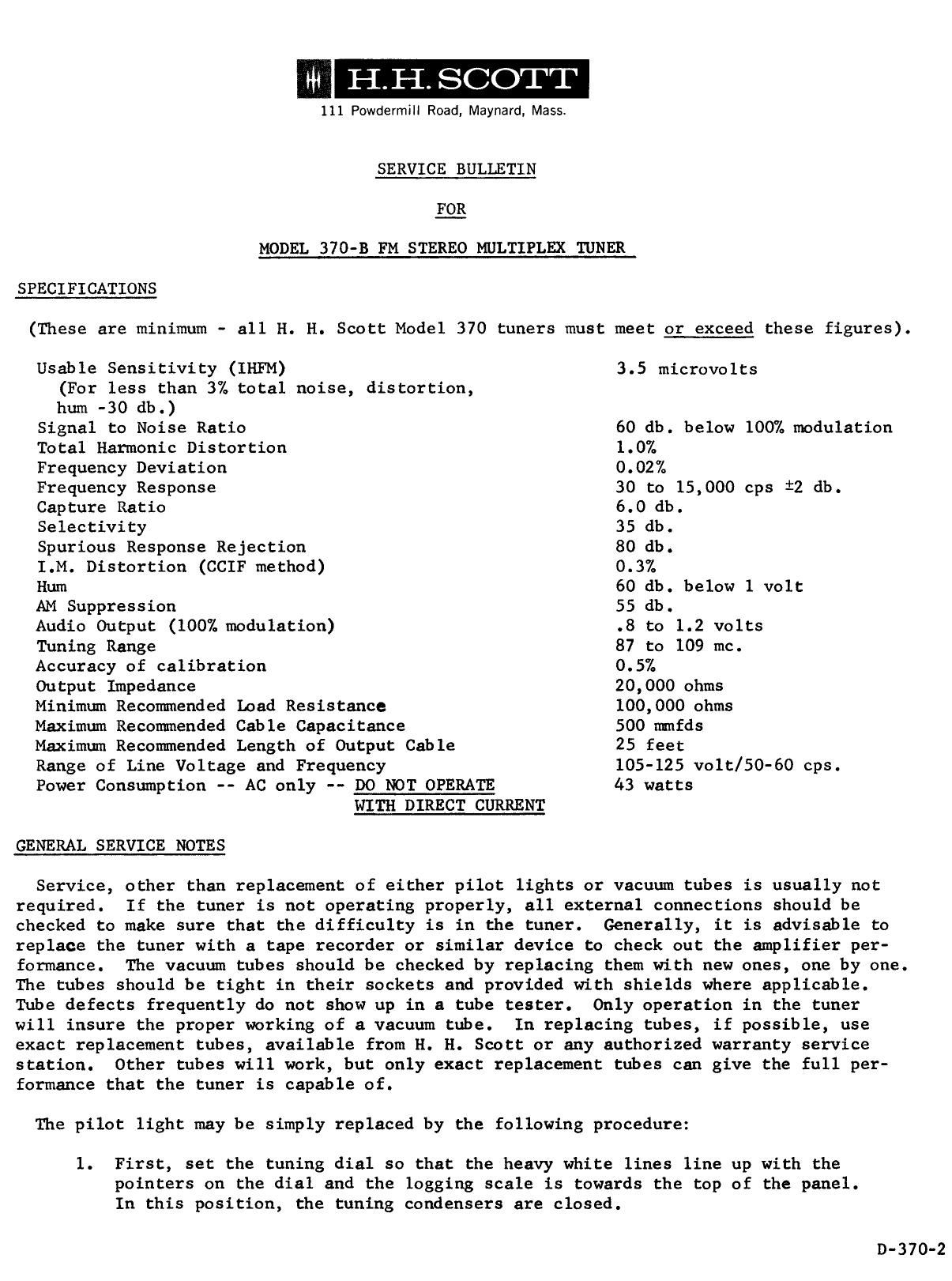 Scott 370 B Service Manual