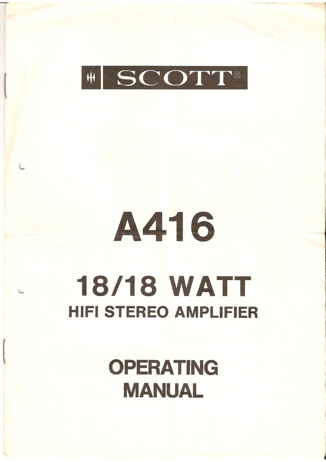 Scott A416 Owners Manual