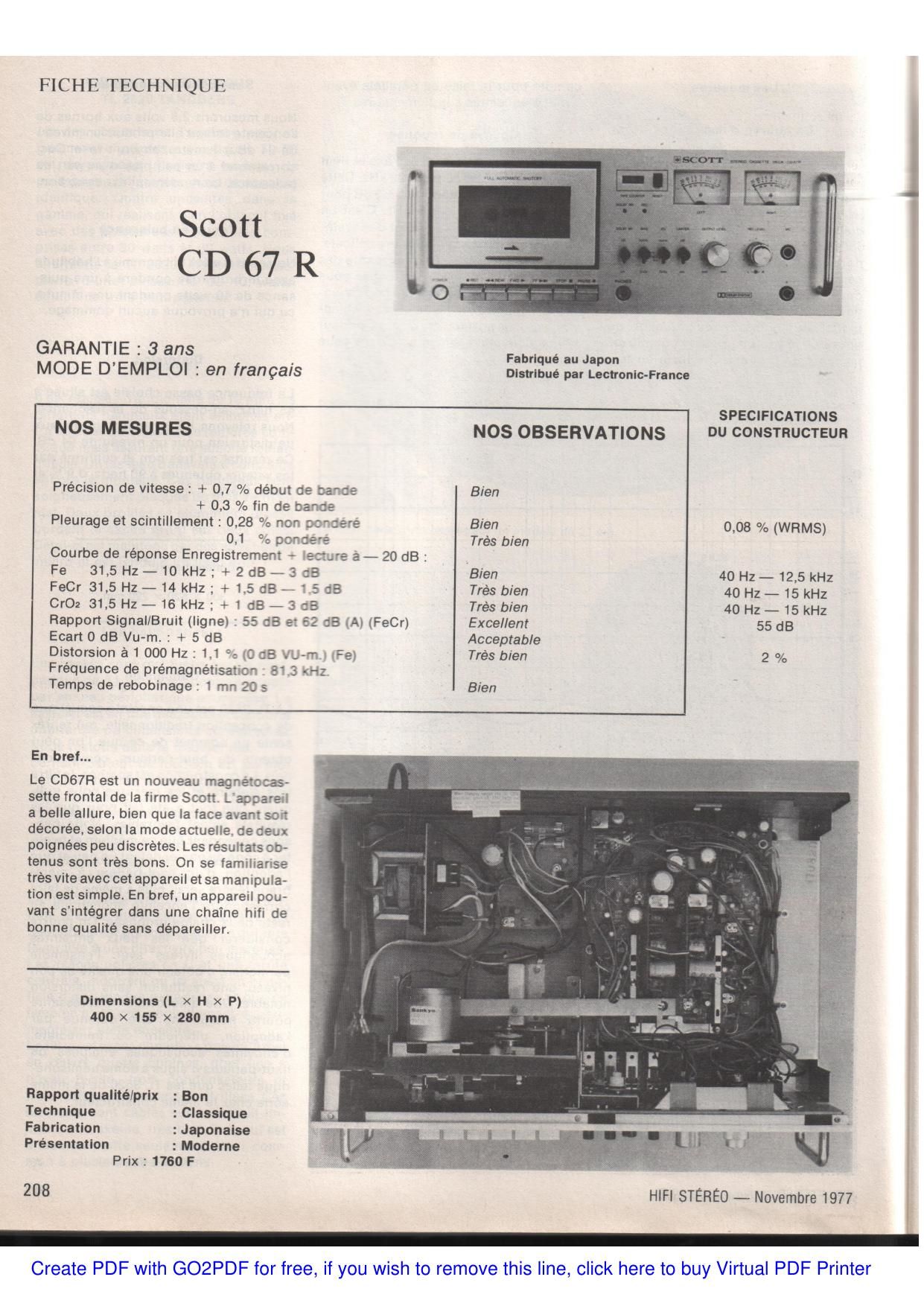 Scott CD 67R Test