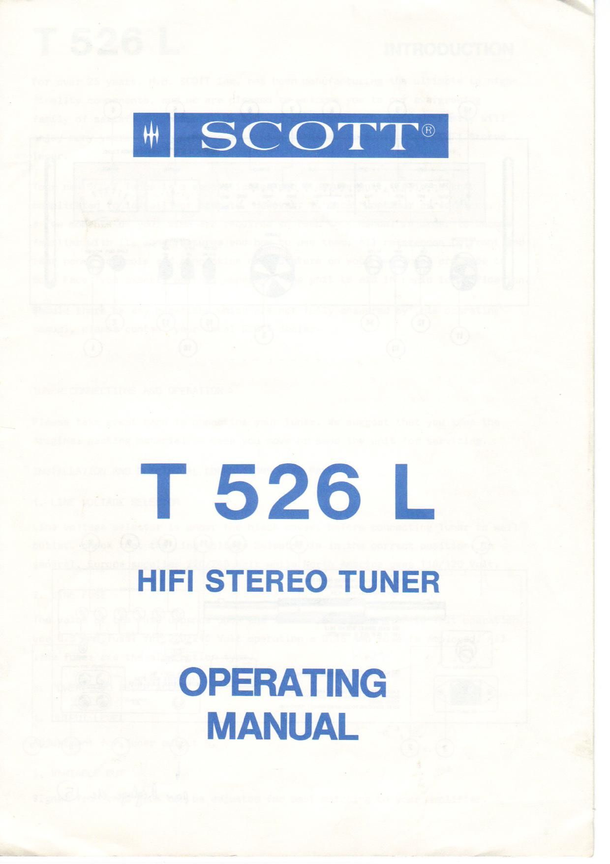 Scott T526L Owners Manual