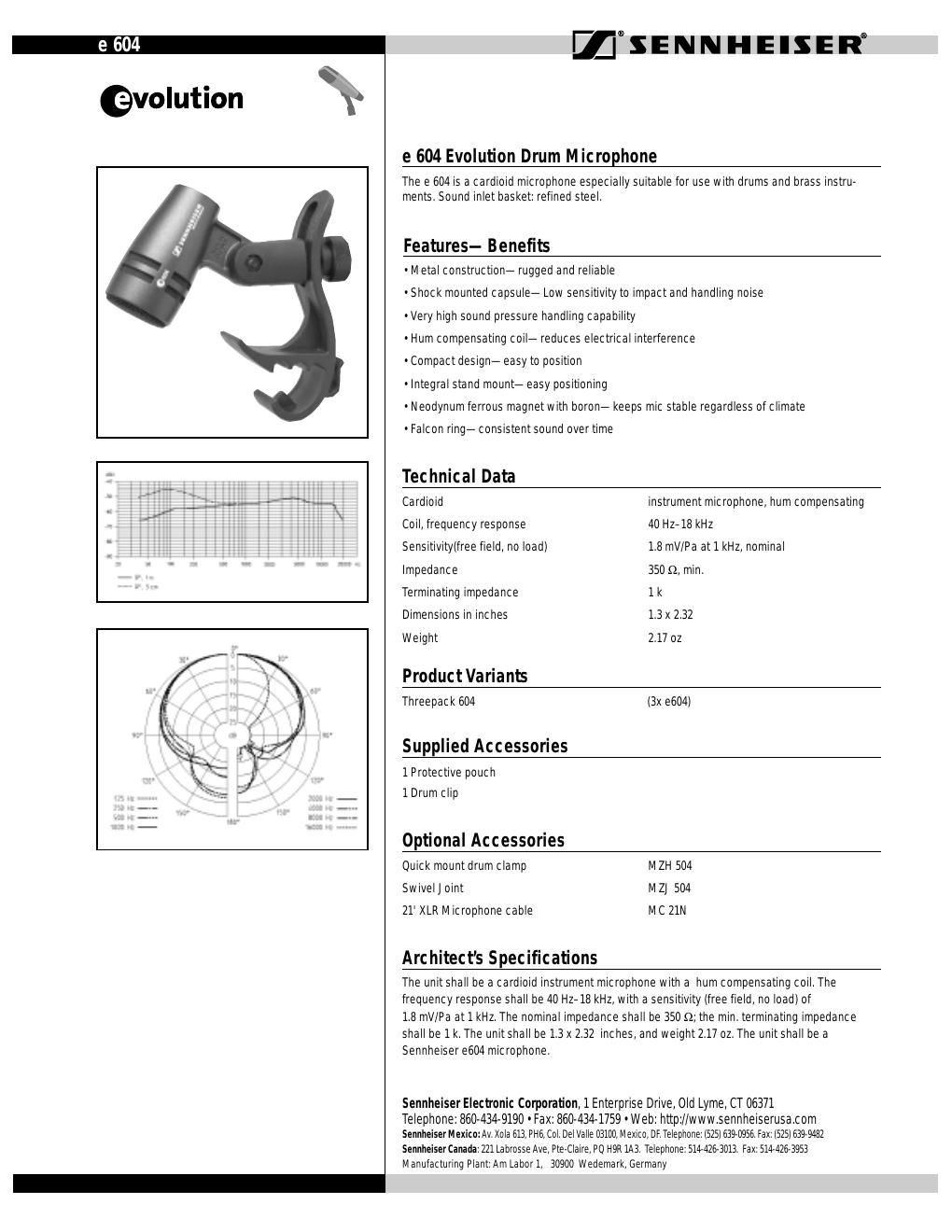 sennheiser e604 data sheet