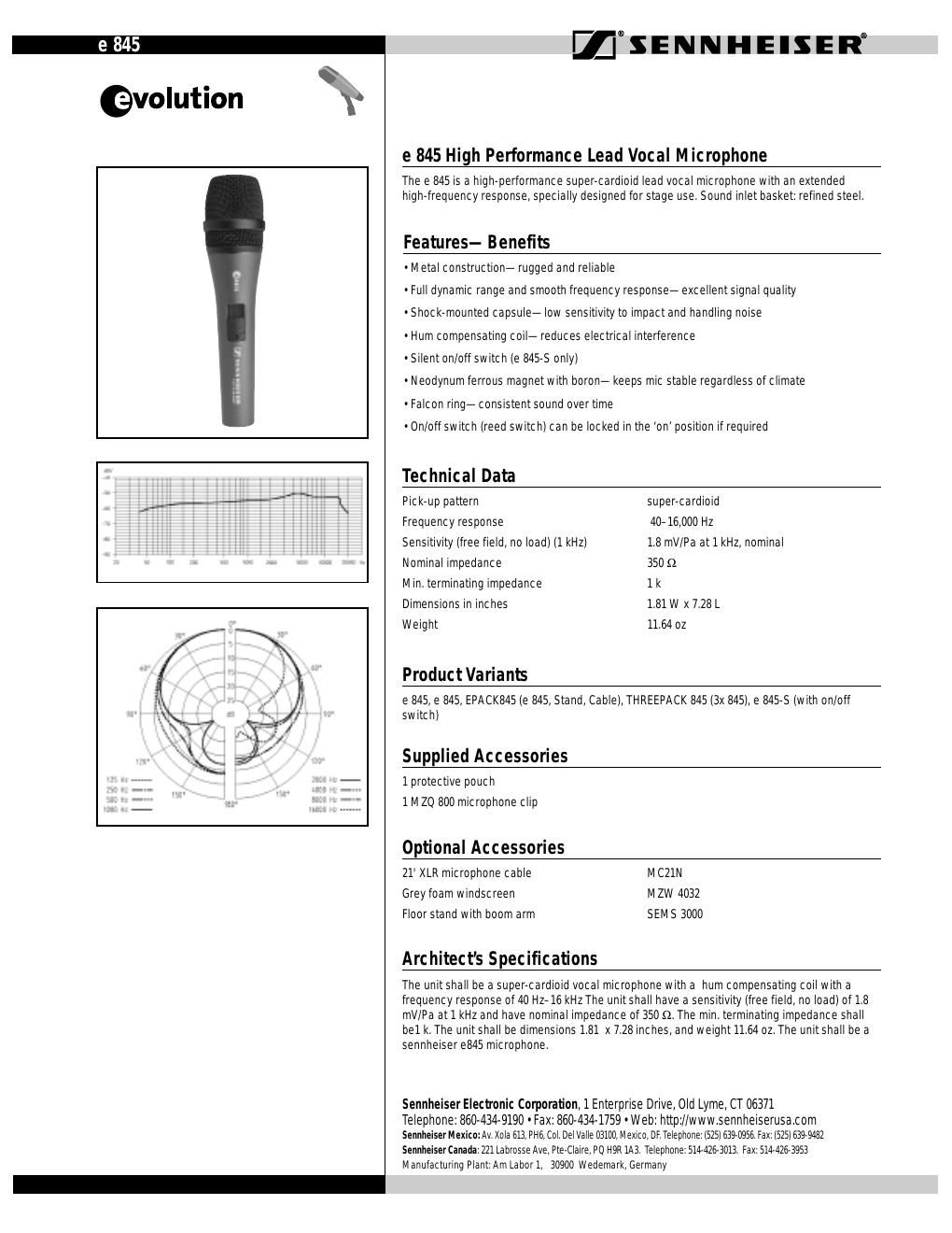 sennheiser e845 data sheet