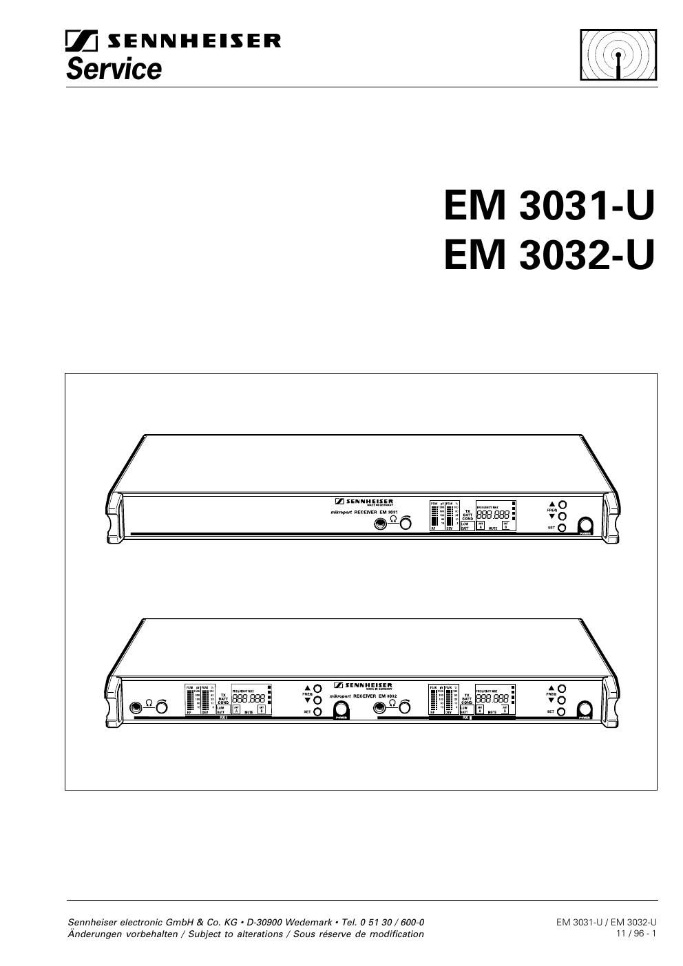 sennheiser em 3031 u 3032 u wireless rx service manual