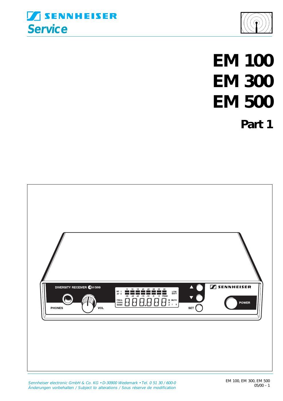 sennheiser em100 300 500 wireless rx service manual