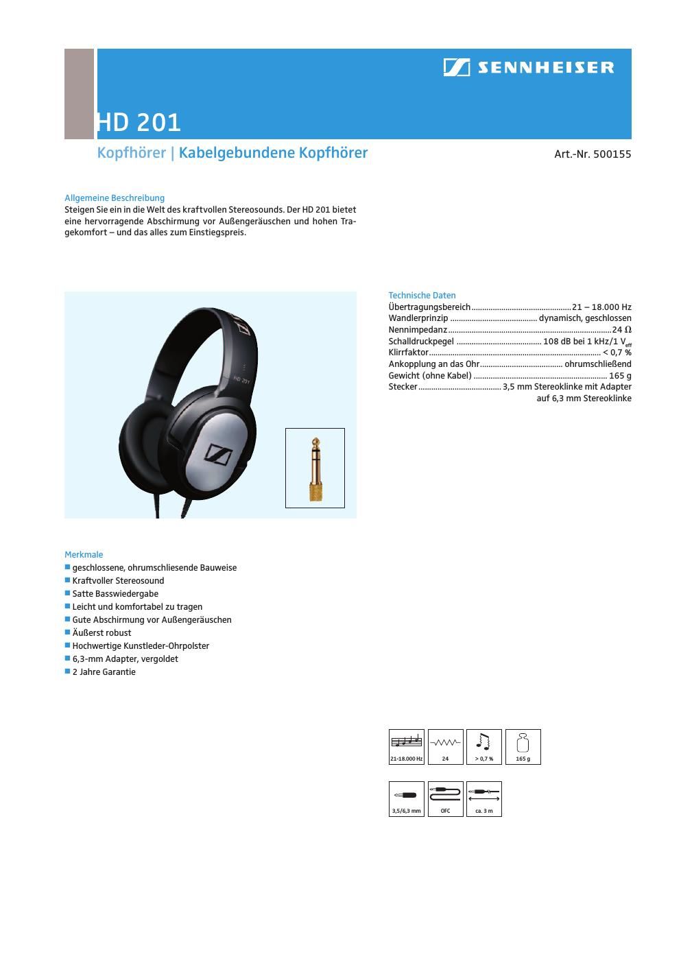 sennheiser hd 201 brochure