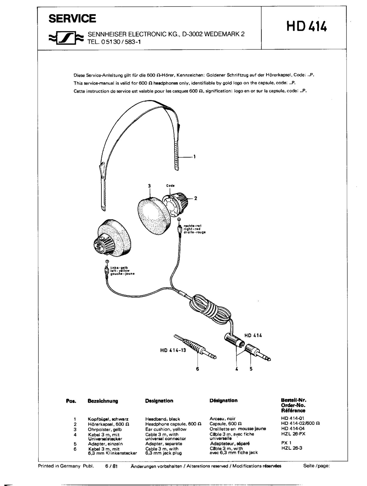 sennheiser hd 414 service manual